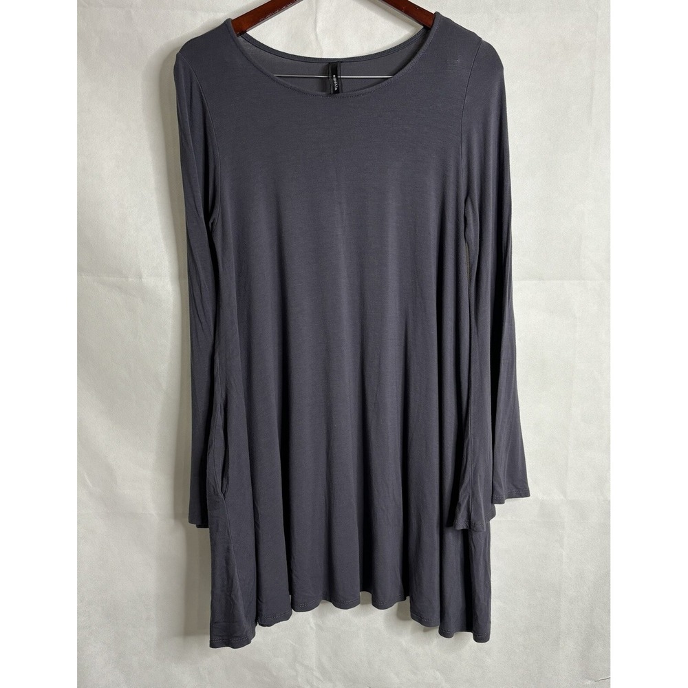 Emetla Top Womens XL* Swing Blouse Boho Sleeves Pockets Gray Lagenlook Shirt